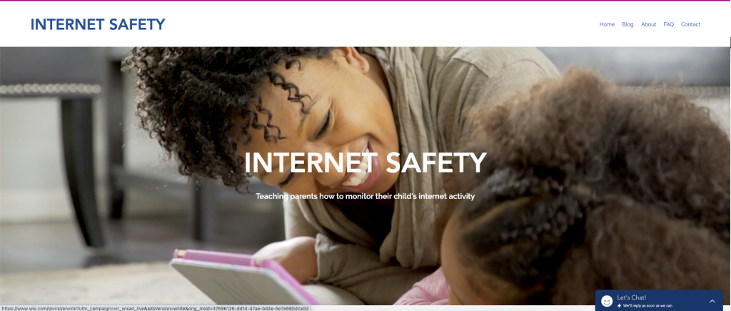 Wix website header image for internet safety